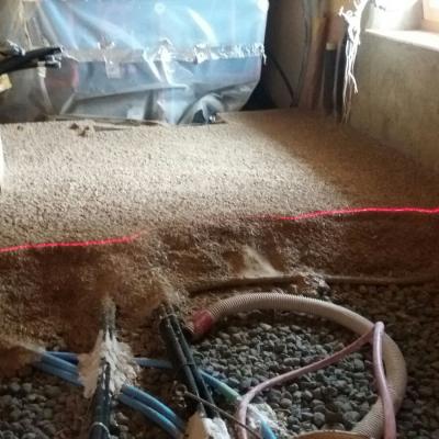 Chape chanvre avec guidage niveau laser