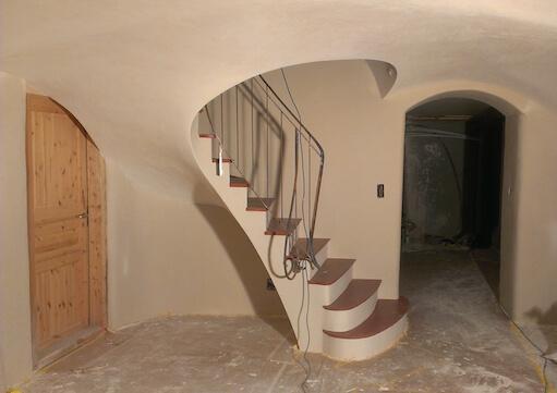 Escalier sur voute sarrasine Genève en briques et plâtre